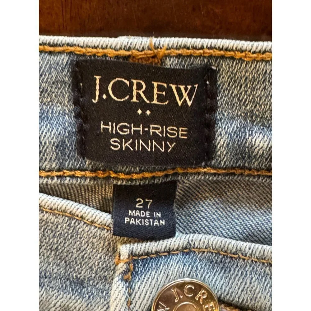 J Crew Jeans Women 27 Blue Denim Light Wash High‎ Rise Skinny Retro Preppy